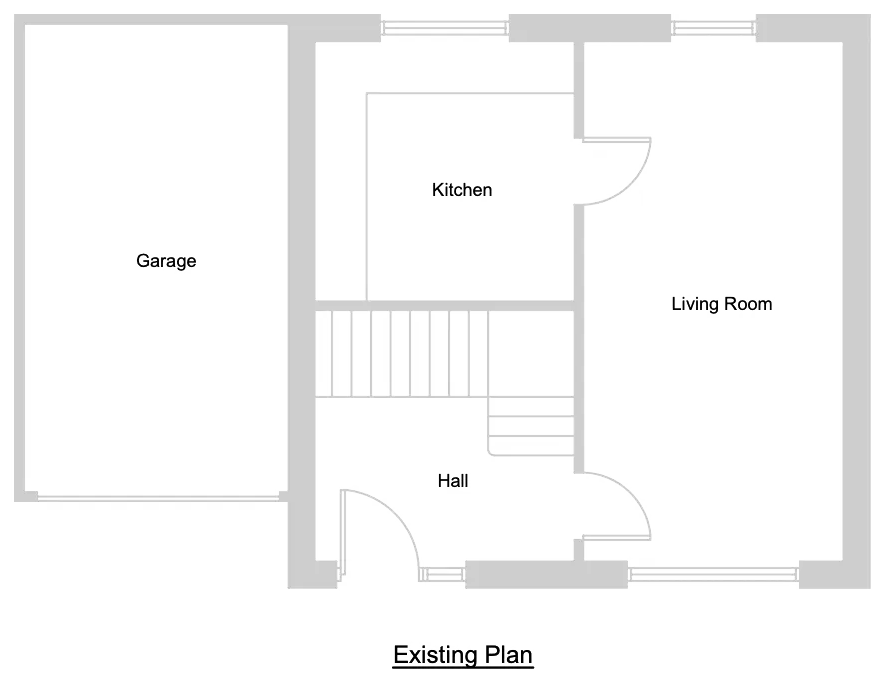 Existing floor plan before a single-storey extension
